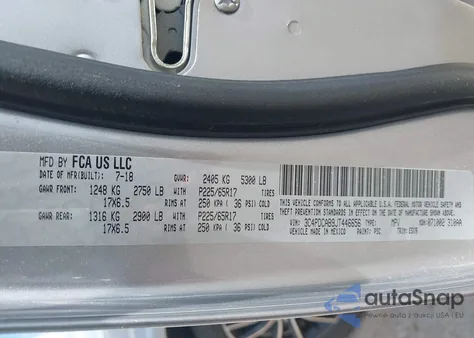 2018 Dodge Journey Se z USA, uszkodzony, nr VIN 3C4PDCAB9JT446656